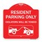 Signmission Resident Parking Violators Towed W/ Vehicle Towing Heavy-Gauge Alum Sign, 18" x 18", RW-1818-22980 A-DES-RW-1818-22980 - alternate 1
